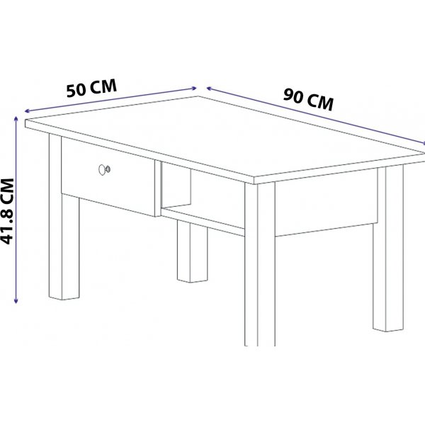Lissabon Couchtisch 90 x 50 cm - Wei