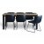 Essgruppe aus Granit; Tisch 180x90 cm Eiche/Schwarz mit 6 Texas Esszimmersthlen Schwarz PU