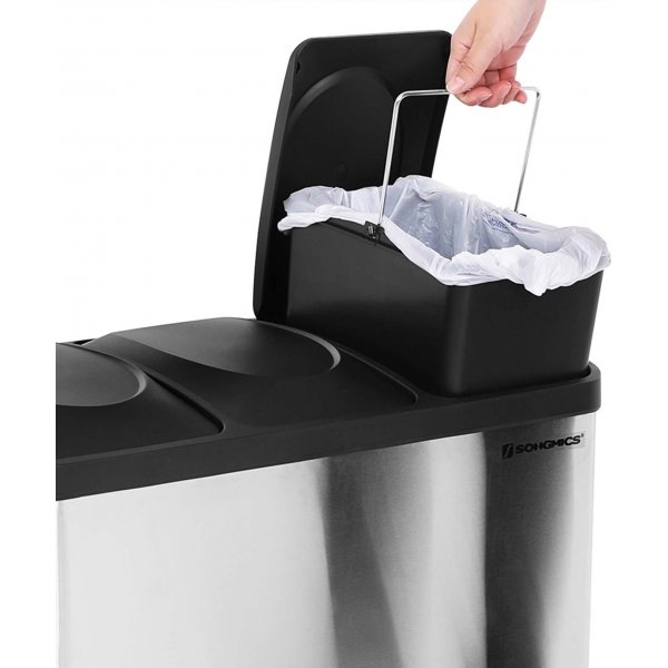 Maiken Abfalleimer 54 l - Silber/schwarz