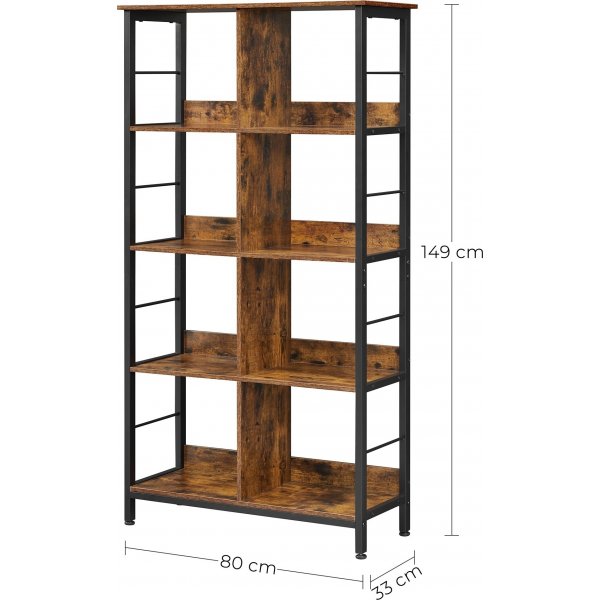 Romeo Bcherregal 80 x 149 cm - Braun/Schwarz