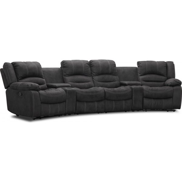 Kensington elektrisches 4-Sitzer-Sofa mit verstellbarer Kopfstütze - Grau