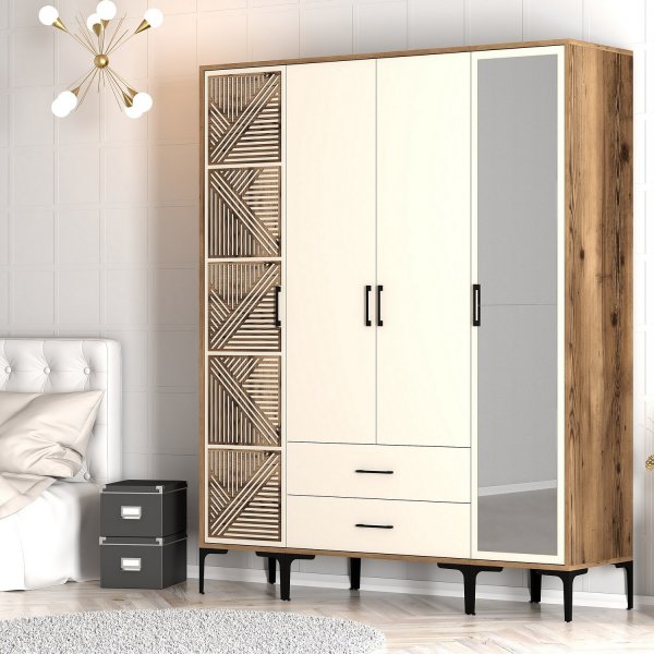 Kumsal Kleiderschrank 10 Walnuss/Creme