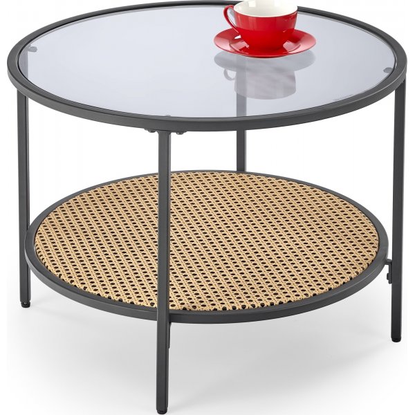 Dakota Couchtisch 60 cm - Schwarz/Rattan