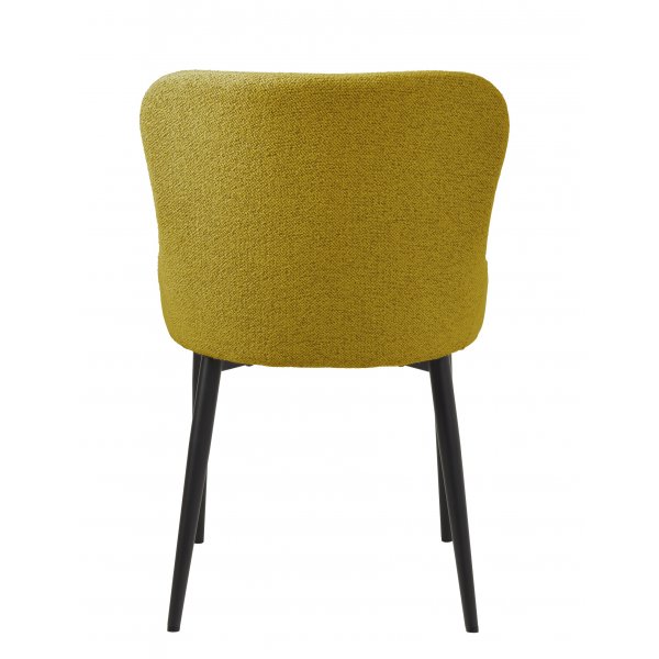 Boss Esszimmerstuhl aus gelbem Boucl�-Stoff