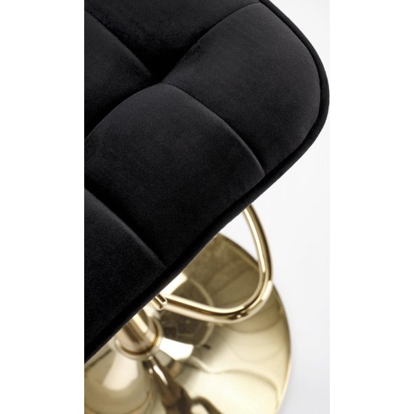 Barhocker schwarzer Samt mit goldenem Fu - Sitzhhe 62-84 cm