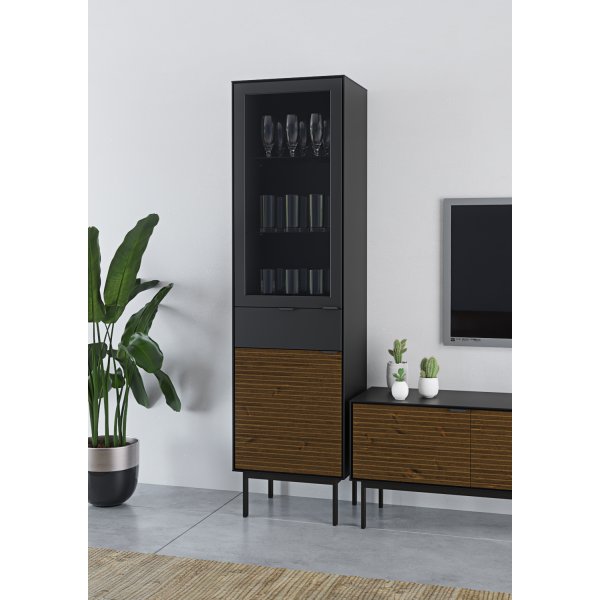 Vitrine Soma mit Glastr - Schwarz/Espresso