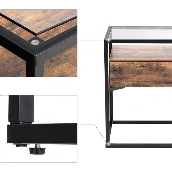 Eddie Beistelltisch 43 x 43 cm - Braun/Schwarz