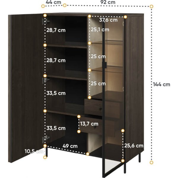Piedmont Vitrine - Portland Esche/Schwarz