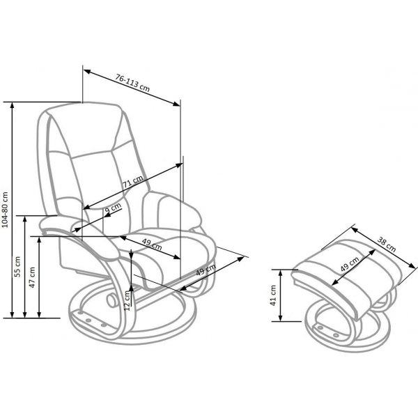 Lanzer Massagesessel mit Fuschemel - Schwarz (PU) + Textilreinigung fr Mbel