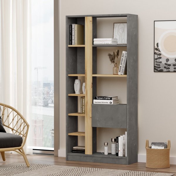 Luvio B�cherregal 21 - Eiche/Silber