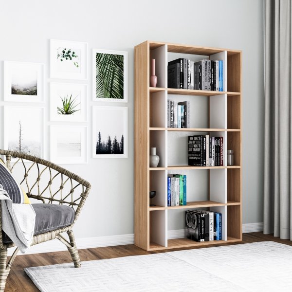 Sanborn B�cherregal - Eiche/wei�