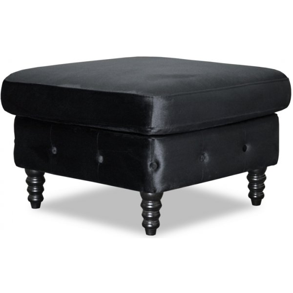Ashford Chesterfield Fußhocker - Schwarzer Samt