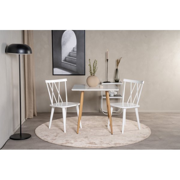 Bridge Esstisch 75 cm - Weiß/Eiche Bridge Esstisch 75 cm - Weiß/Eiche