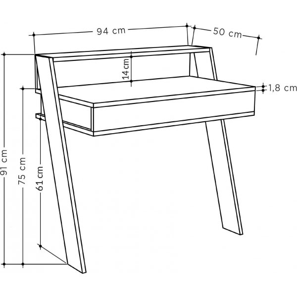 Cowork-Schreibtisch 94x50 cm - Anthrazit