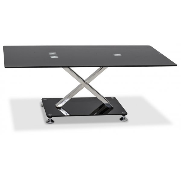 Safiren Couchtisch 120 x 65 cm - Chrom/Schwarzes Glas