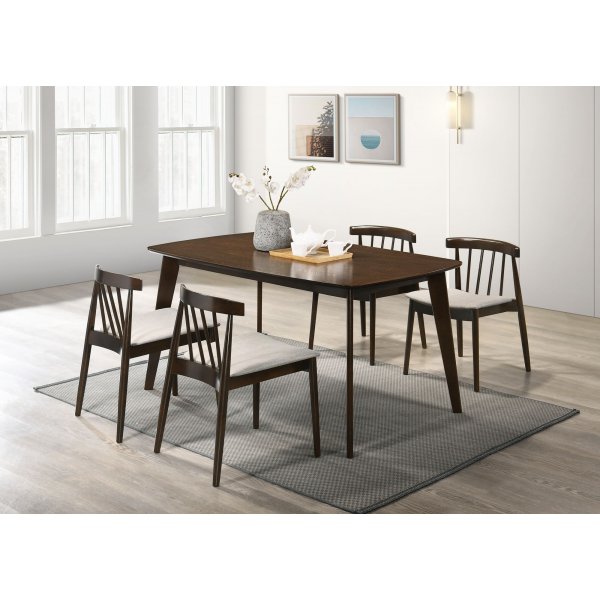 Essgruppe Florence in Walnuss; rechteckiger Esstisch 150 x 90 cm mit 4 Florence-Sthlen