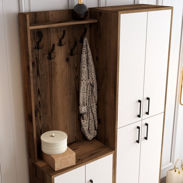 Berliner Garderobenmbel ba - Nussbaum/wei