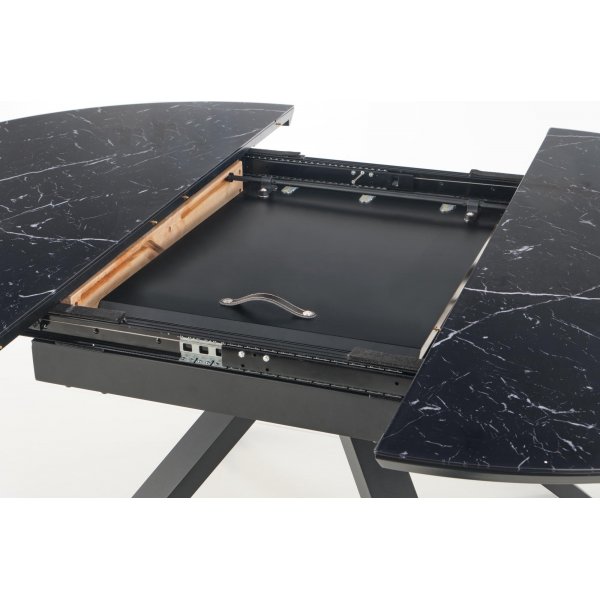 Dizzy runder Esstisch Ø130x130-180 cm - Schwarzer Marmoreffekt Dizzy runder Esstisch Ø130x130-180 cm - Schwarzer Marmoreffekt