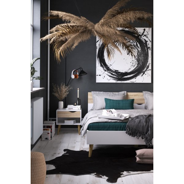 Oslo Nachttisch - Weiß/Eiche Oslo Nachttisch - Weiß/Eiche