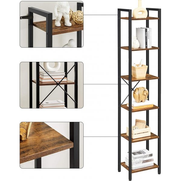 Petter Bcherregal 40 x 187,5 cm - Braun/Schwarz