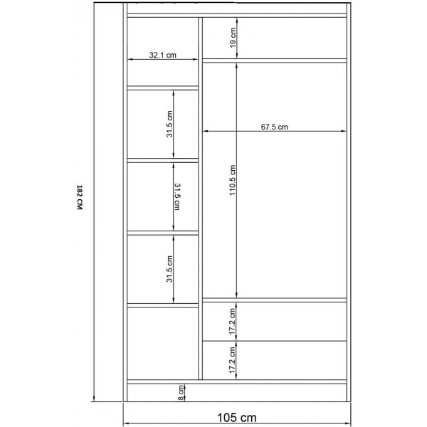 Henna-Kleiderschrank 105 x 50 x 182 cm - Wei�