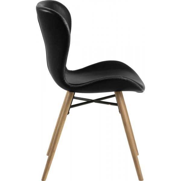 Batilda Esszimmerstuhl - Schwarzes PU/Eiche Batilda Esszimmerstuhl - Schwarzes PU/Eiche