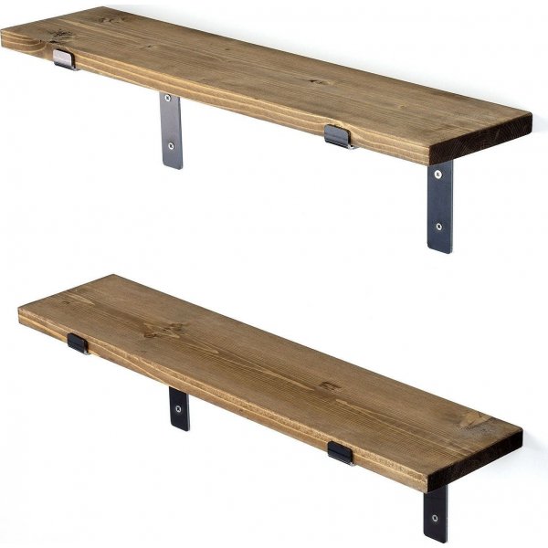 Lamba Wandregal 6 - Schwarz/Walnuss