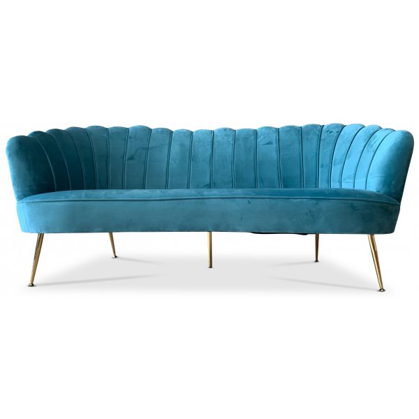 Snckan 3-Sitzer Sofa - Trkis Samt / Messing