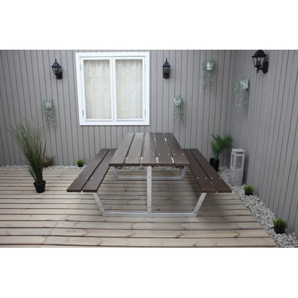 Rustikales Bankset ohne Rckenlehne - Braun