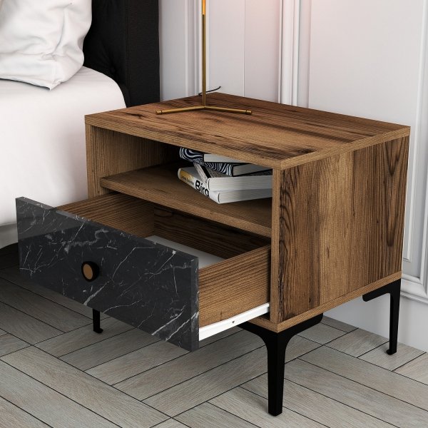 Lisbon Nachttisch - Nussbaum/schwarz Lisbon Nachttisch - Nussbaum/schwarz