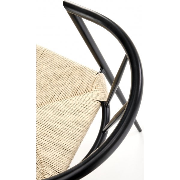 Stapelbarer schwarzer Esszimmerstuhl Cadeira 515 mit Seilsitz Stapelbarer schwarzer Esszimmerstuhl Cadeira 515 mit Seilsitz