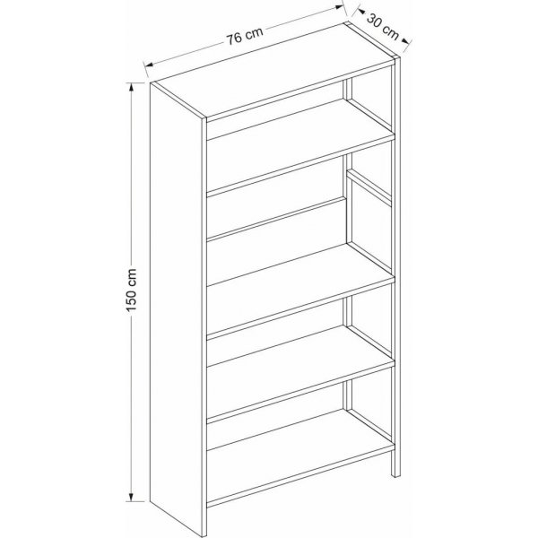 Bcherregal Tiran - Anthrazit/Eiche/Schwarz