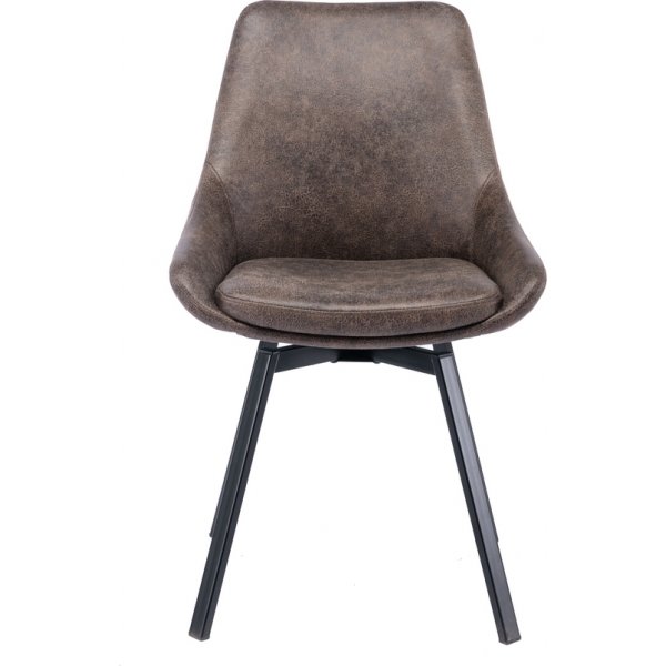 Parade Drehstuhl fr Esszimmer - Stuhl aus brauner Mikrofaser