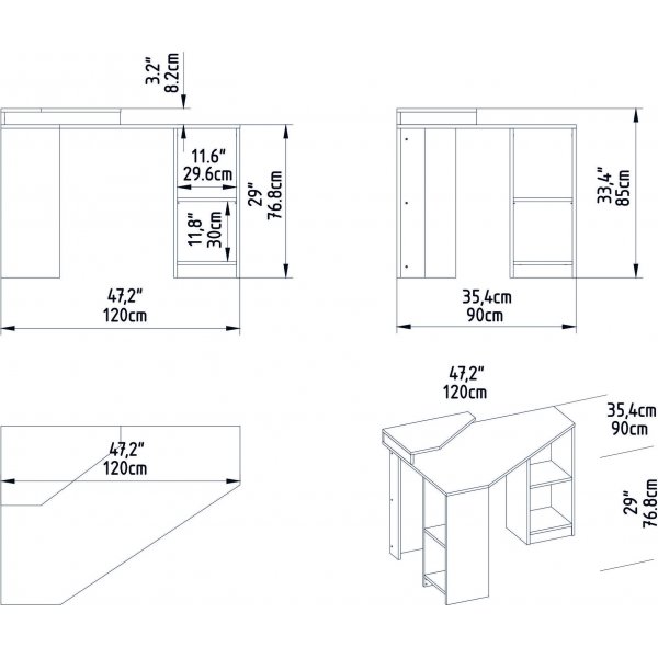 Schwebender Schreibtisch 120 x 90 cm - Nussbaum