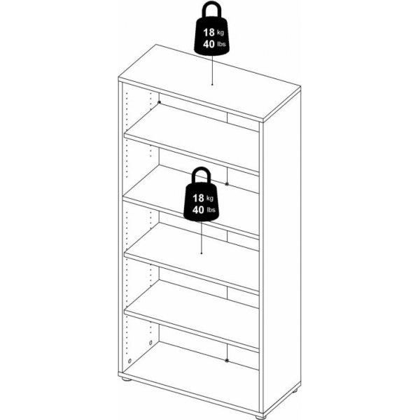 Prima Bücherregal mit 5 Fächern - Weiß Prima Bücherregal mit 5 Fächern - Weiß