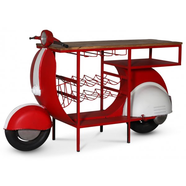 Klassische Vespa Bartheke 183 x 51 cm - Rot/Wei