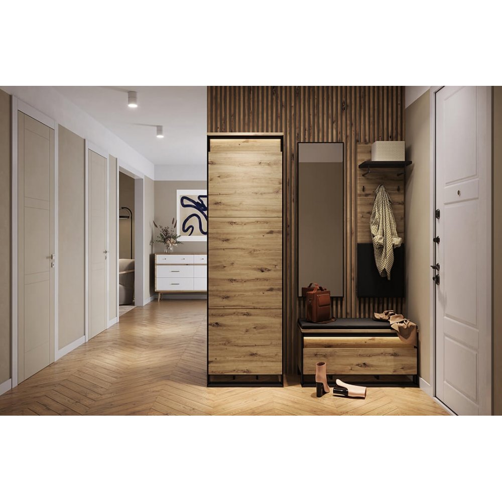 Kleiderschrank store Garderobe INES IN8 schwarz / artisan eiche