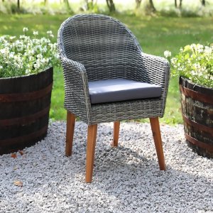 Valetta Outdoor-Stuhl Kunstrattan - grau meliert + Textilreinigung fr Mbel