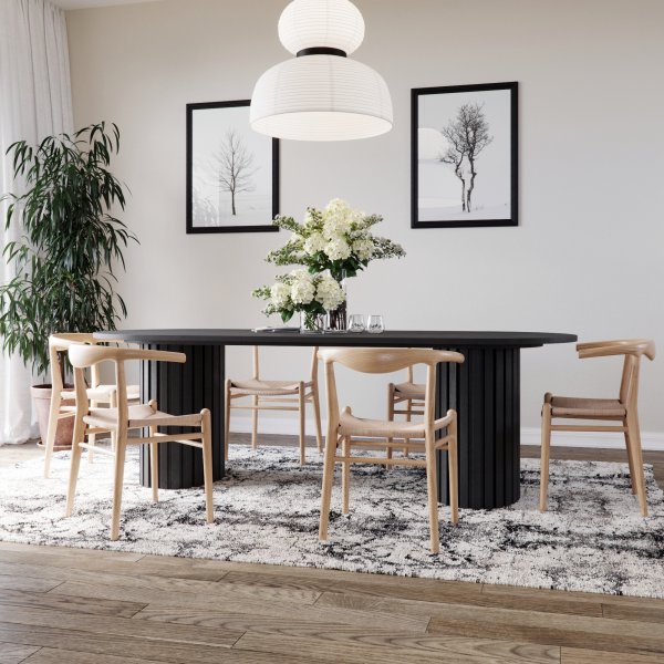 Essgruppe PiPi Esstisch oval 240 cm inkl. 6 Berit Esszimmersthle - Natur/repsit