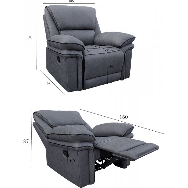 Liegesessel Riverdale - Grau (Mikrofaser) + Fleckentferner fr Mbel