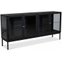 Cliff Sideboard aus Blech mit 4 Tren - Schwarz / Klarglas