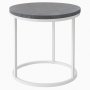 Accent runder Beistelltisch D50 cm - weier Marmor / weies Untergestell