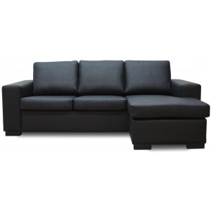 Solna Divan Sofa Rechts - Schwarzes Leder (gebunden) Solna Divan Sofa Rechts - Schwarzes Leder (gebunden)