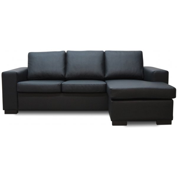 Solna Divan Sofa Rechts - Schwarzes Leder (gebunden)