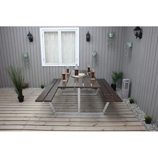 Rustikales Bankset ohne Rckenlehne - Braun