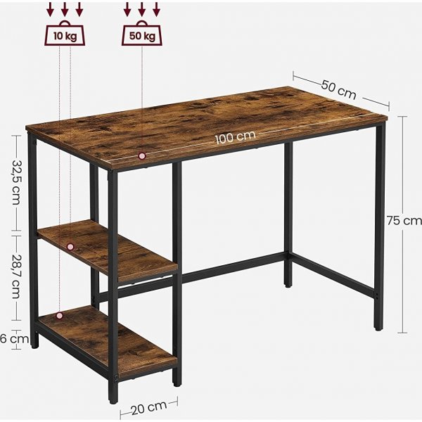 Osman Schreibtisch 120 x 60 cm - Braun/Schwarz