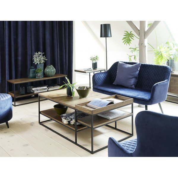 Anna 2-Sitzer-Sofa aus blauem Samt
