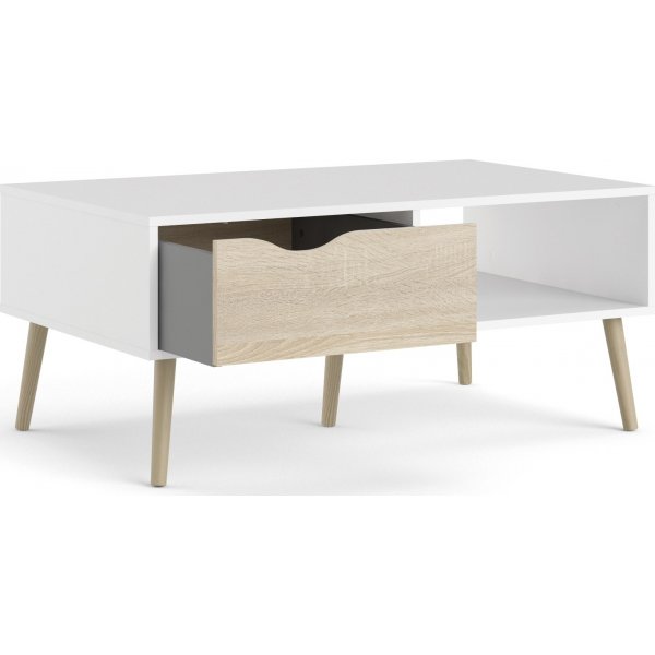 Oslo Couchtisch 99 x 39 cm - Wei/Eiche