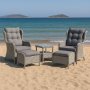 Pigeon Outdoor-Mbel-Set: 2 Sessel mit Fuhocker und Tisch - Graues Kunststoff-Rattan