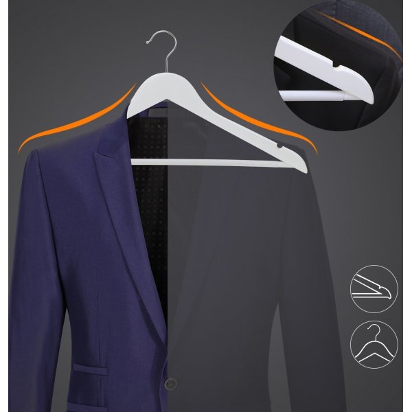 Kleiderbügel, Holz, 44,5 cm, 30er-Pack - Weiß Kleiderbügel, Holz, 44,5 cm, 30er-Pack - Weiß